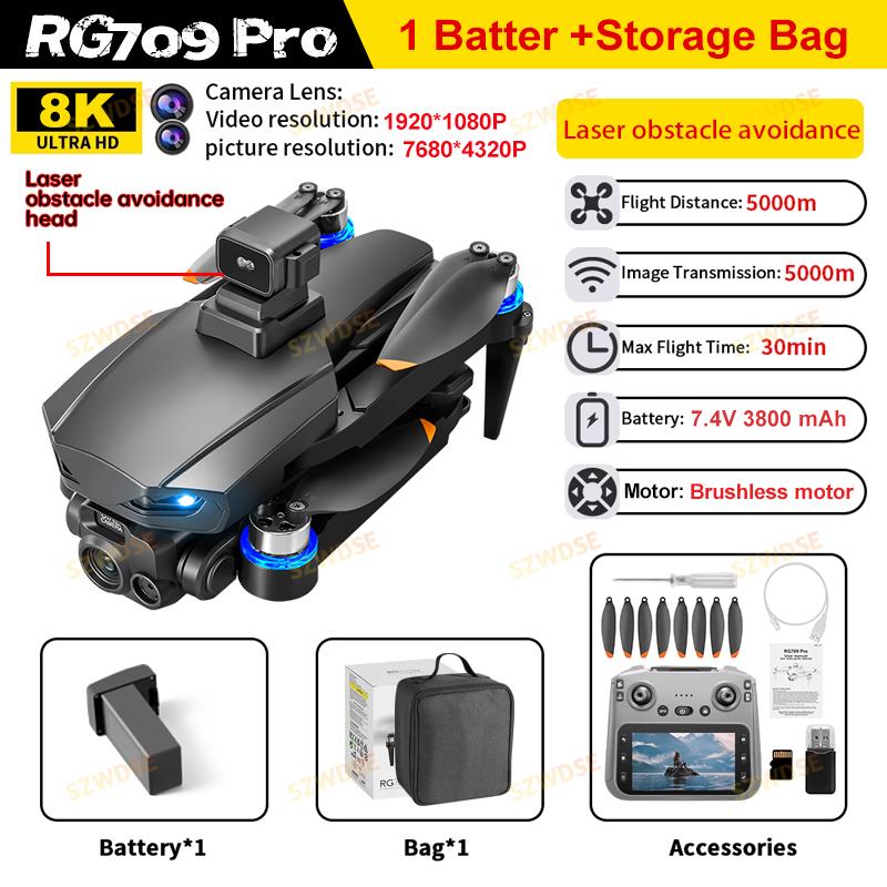 New RG709 GPS Drone 8K Camera 5G Professional Foldable Quadcopter Drone 4.5 Inch With Screen Optical Flow Positioning Toy Gifts