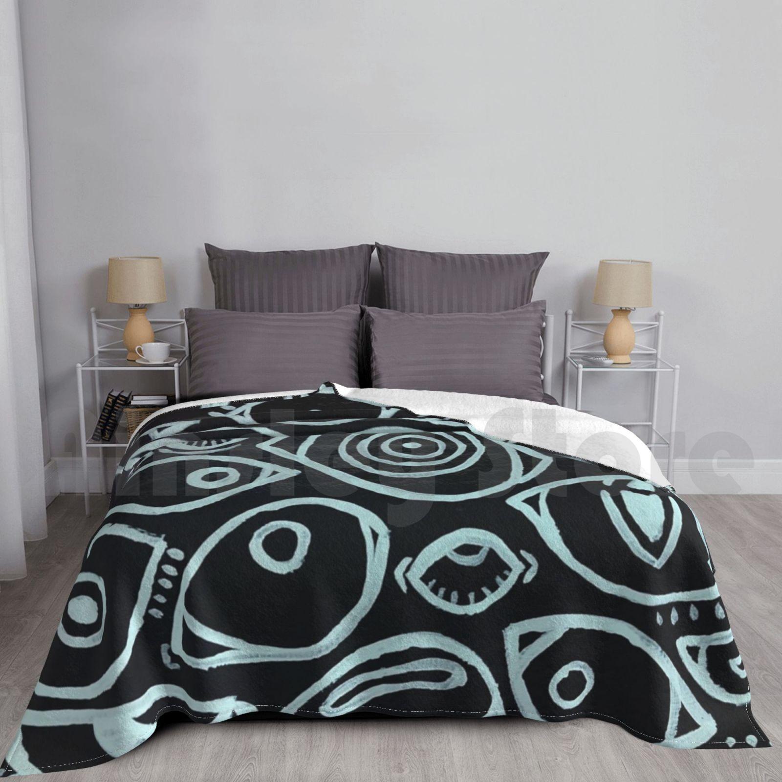 Pale Blue Eyes Blanket Fashion Custom 752 Eye Eyes Creepy Horror Aesthetic Punk Pop Goth Monster Blue Size: 75*100cm, Weight: 230 GSM