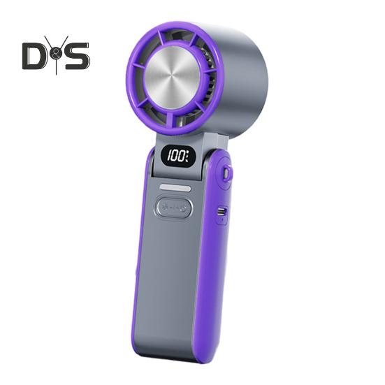 

Ручной складной вентилятор со 100-скоростным регулируемым светодиодным дисплеем, USB-перезаряжаемый охлаждающий вентилятор, летний портативный дорожный мини-персональный вентилятор для улицы фиолетовый