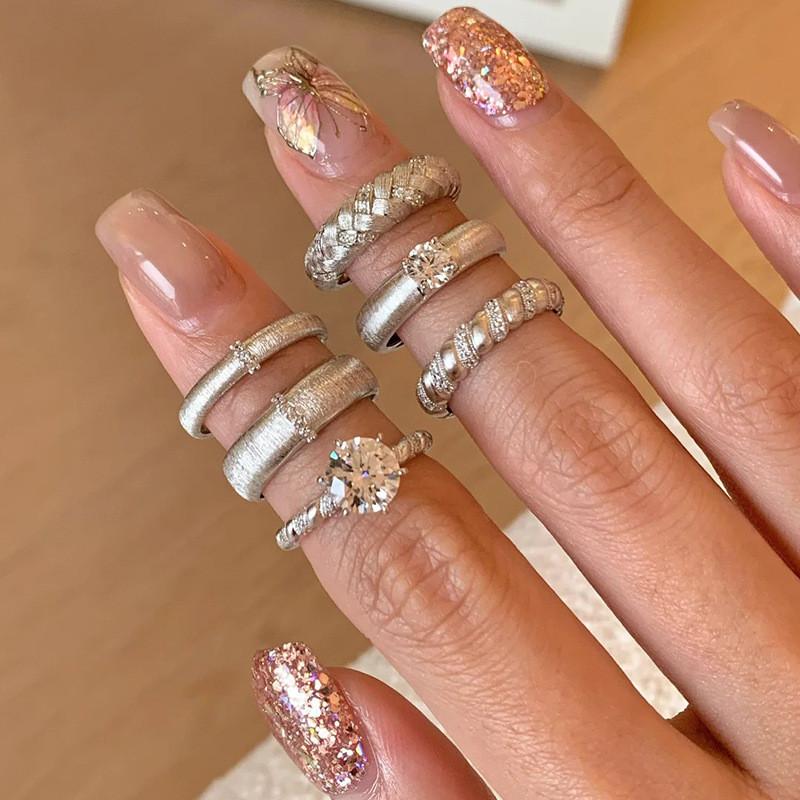 Stylish Geometric Open Ring With Dazzling Zircon Stone And Elegant Pearl For Women