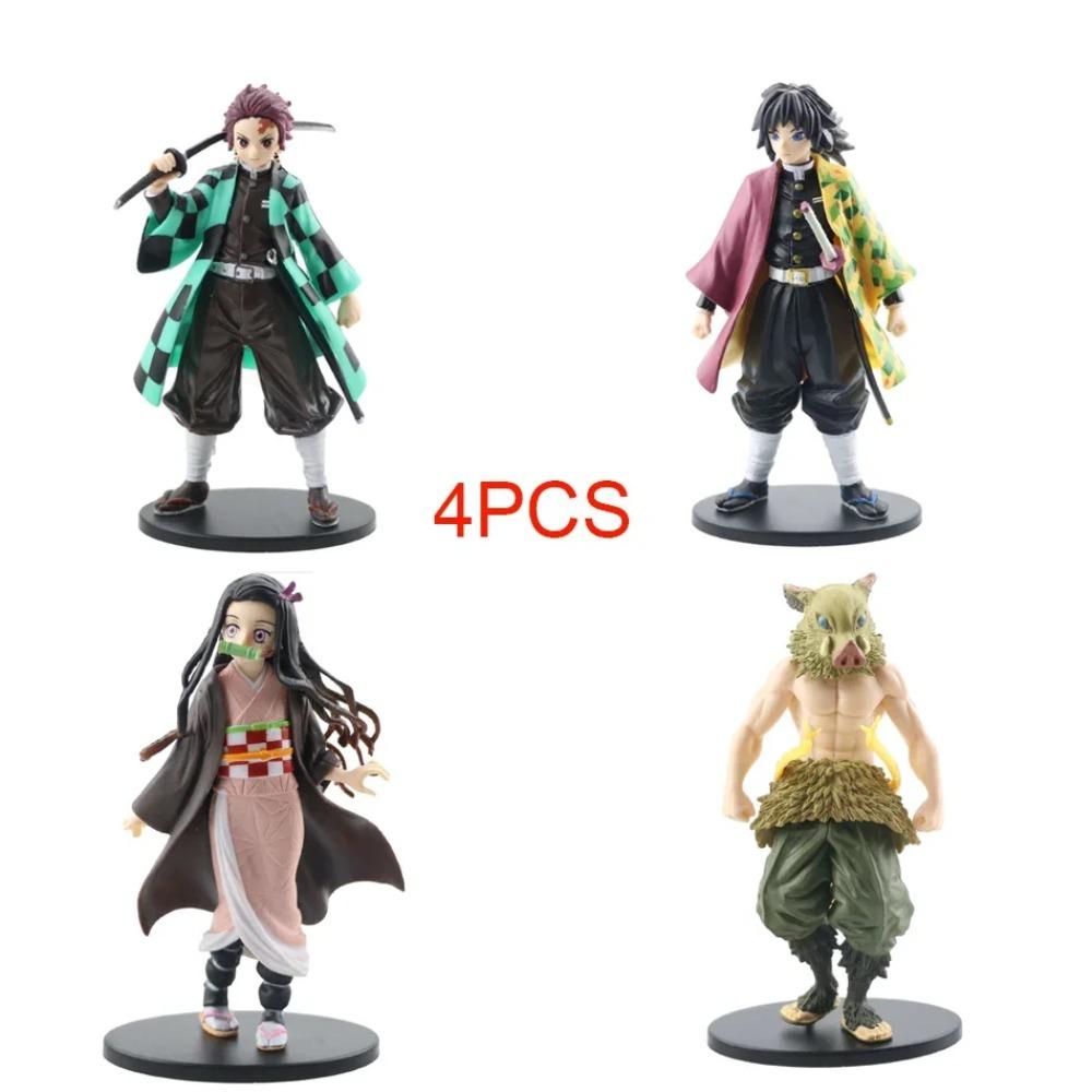 Anime Demon Slayer Figure Kamado Tanjirou Nezuko Action Figures PVC Model Toys Zenitsu Figurine Inosuke Kimetsu No Yaiba Figura