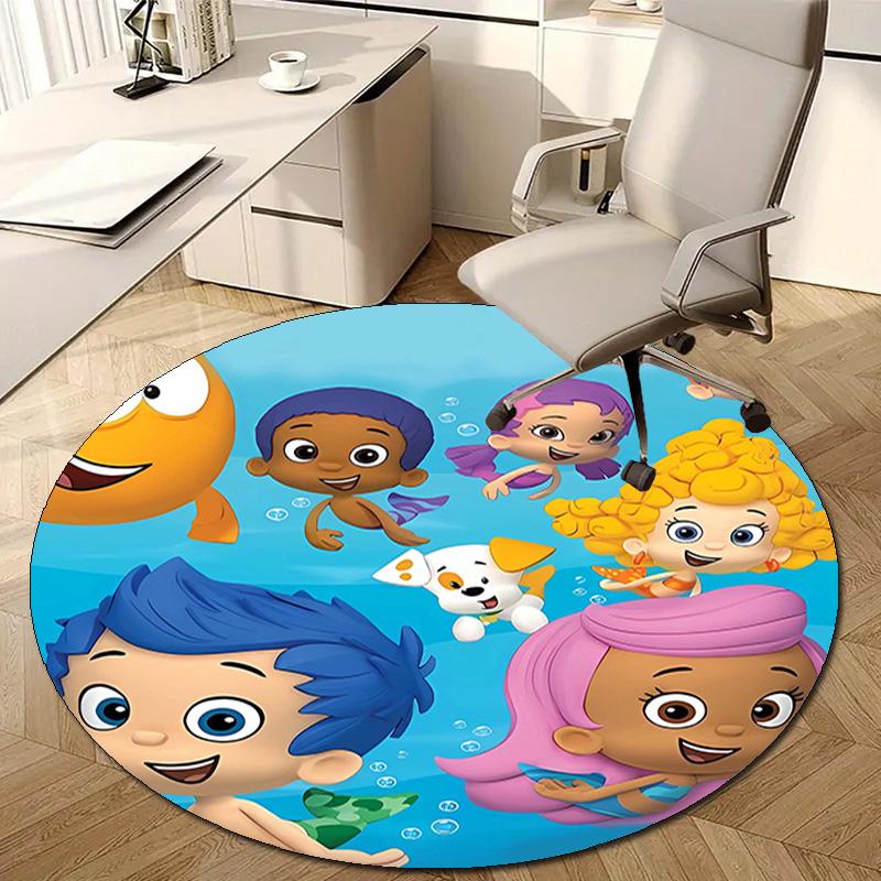 1pc Bubble Guppies Design Printed Area Round Carpet for Bedroom Living Room Home Decor Rugs Mat Non Slip Mat Rug for Bedside