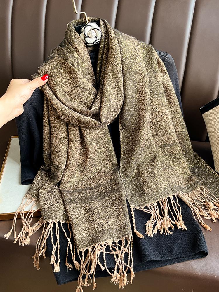 

Новая этническая осенняя пашмина хиджаб шаль мусульманские женщины теплые зимние шарфы роскошный жаккардовый женский фуляр хиджаб палантины головной платок