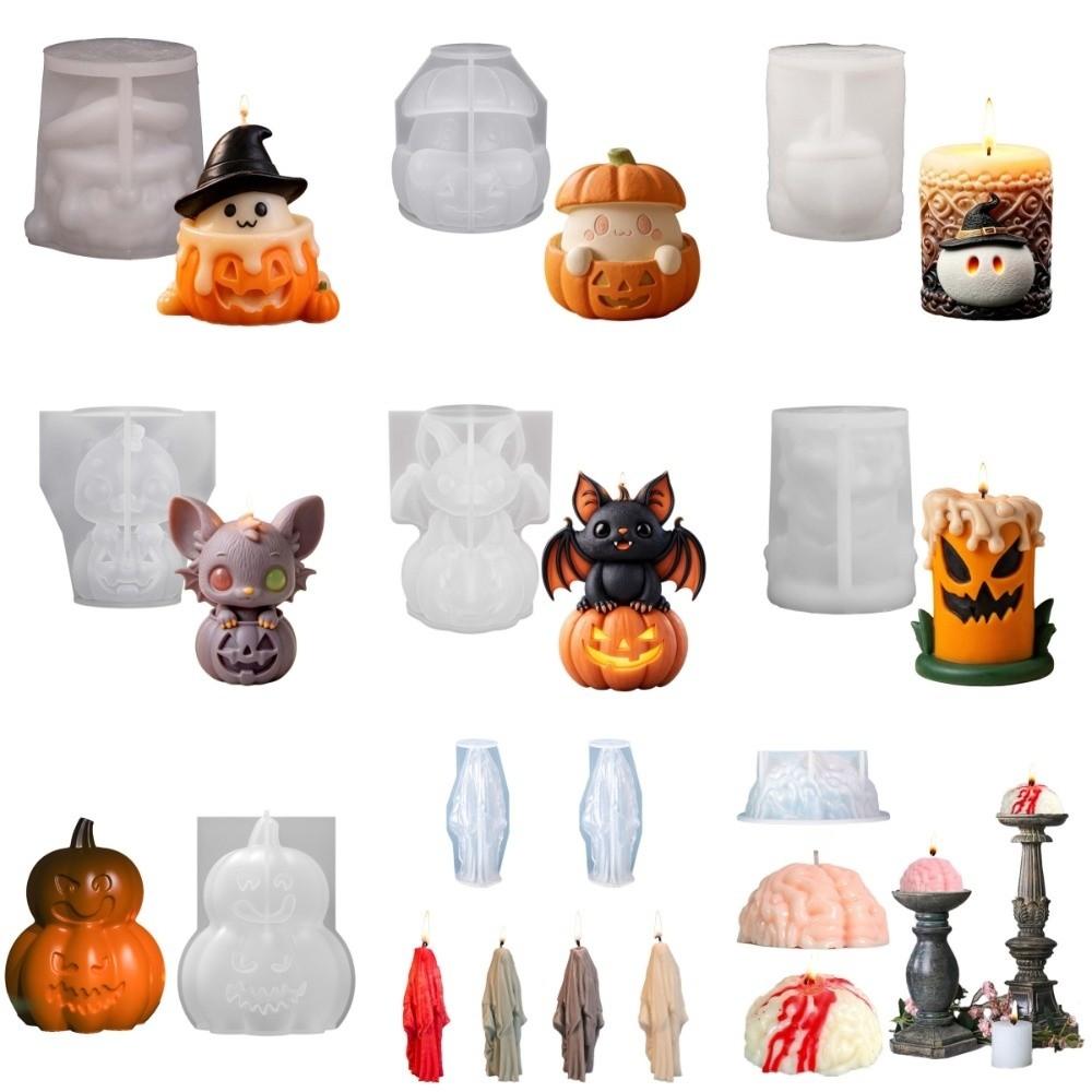 DIY Halloween Ornament Mold Silicone Multi-purpose Candle Wax Mold Heat-resistant Non-stick Epoxy Resin Plaster Mold Gift Making