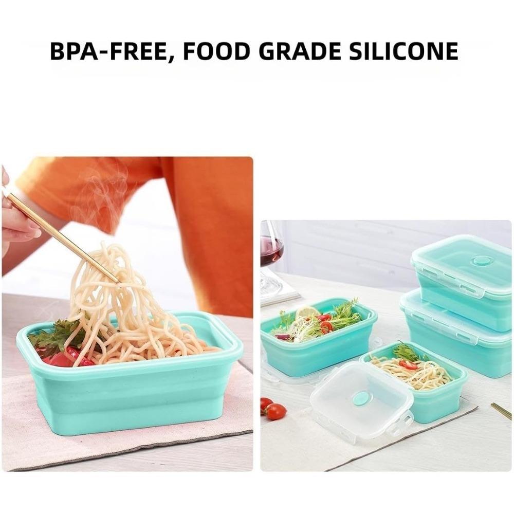 Foldable Silicone Lunch Box Rectangular Bowl with Lids Food Storage Containers Fruit Preservation Boxes Refrigerator Storage Box