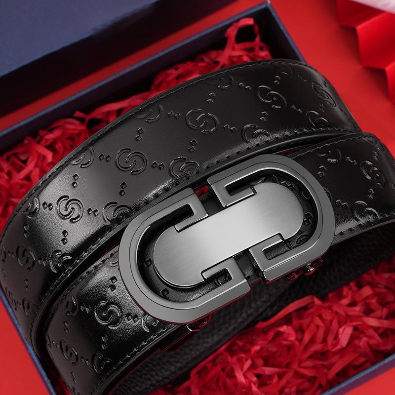 Men'S New Belt Leather Travel Business Belt Simple Casual Versatile Automatic Buckle Belt Premium