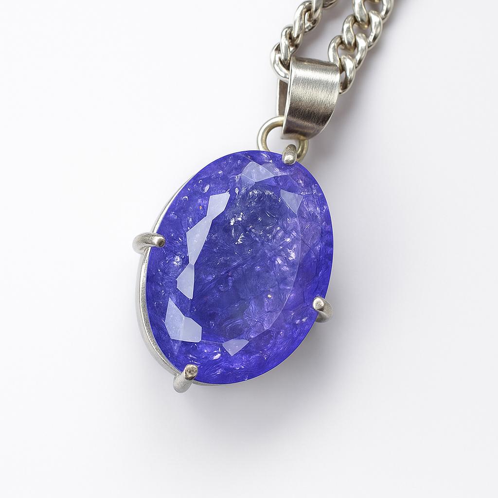 Oval Cut 65.80 Ct Natural Sapphire CERTIFIED 925 Sterling Silver Purple Pendant AI-110-NS