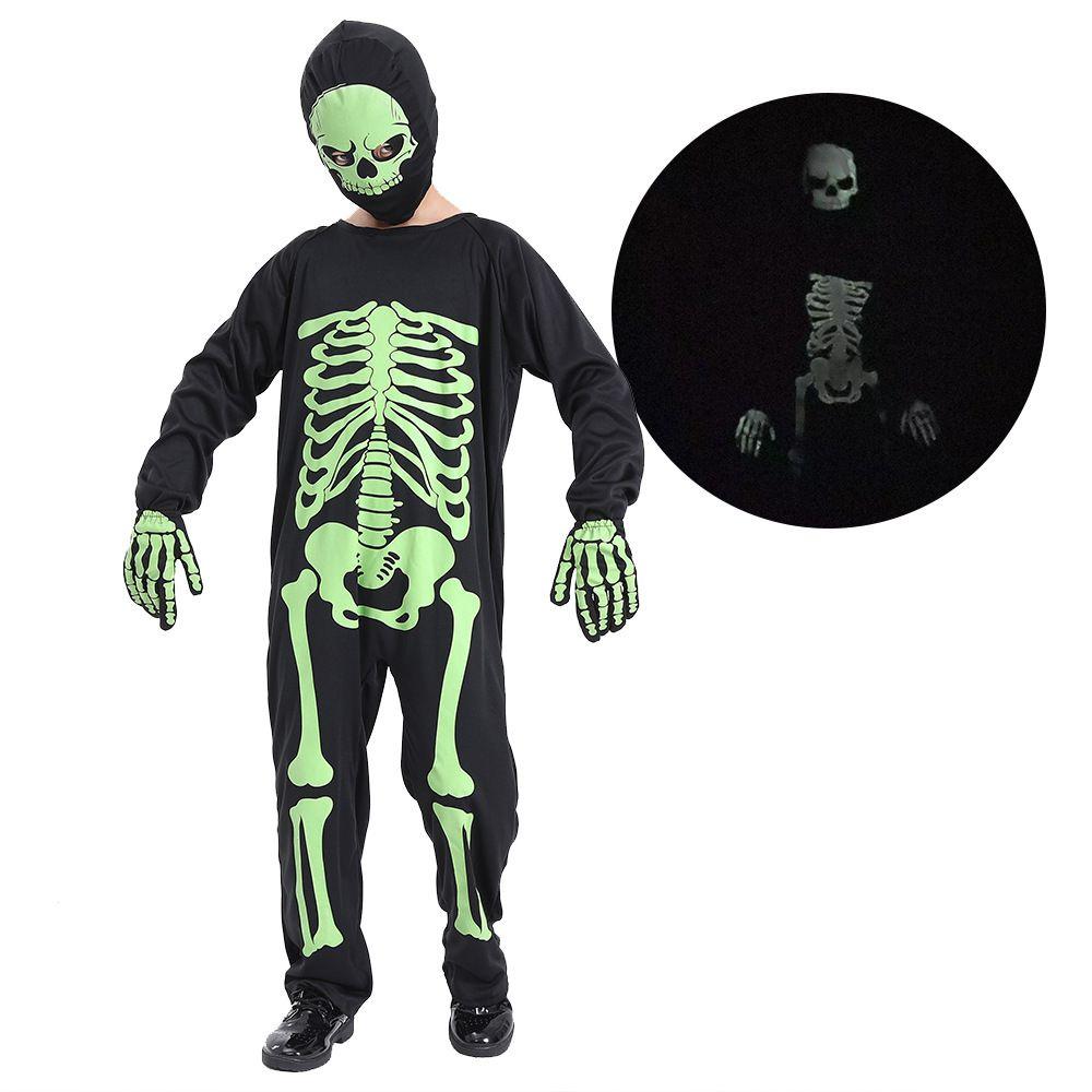 Kids Horror Luminous Skeleton Clothes Classic Halloween Cosplay Costumes Party