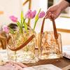 Light Luxury Creative Glass Vase Bag Shaped Leather Handbag Aquarium Transparent Hydroponic FlowerpotHome Decoration Accessories