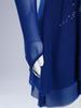Girls Sparkly Rhinestones Dance Dress Mesh Long Sleeves Cutout Back Asymmetric Hem Figure Skating Dress