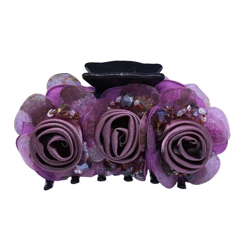 Rose Flower Ponytail Claw Clip - Elegant Hair Volume Accessory