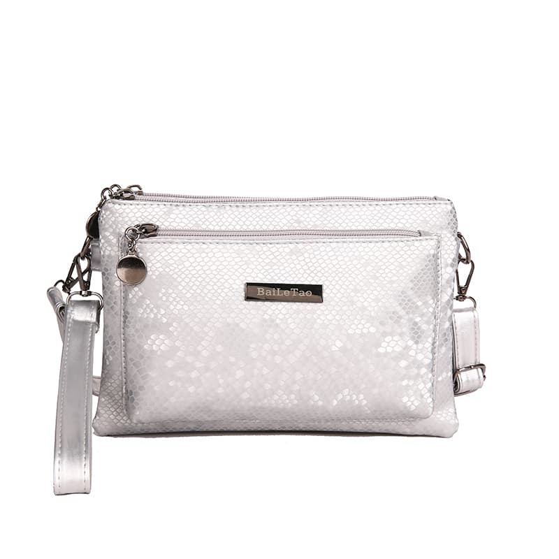 Fashion clutch bag textured crossbody shoulder bag серебряный 1315₽