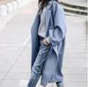 2022 Women's Plus Size Woolen Overcoat - Stylish European & American Solid Color Design