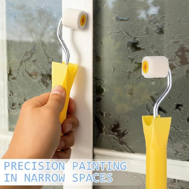 Portable 1Inch Touch Up Paint Roller Set With 4 Refill Heads Roll Brush For Seamlessly Corner And Edges Coverage