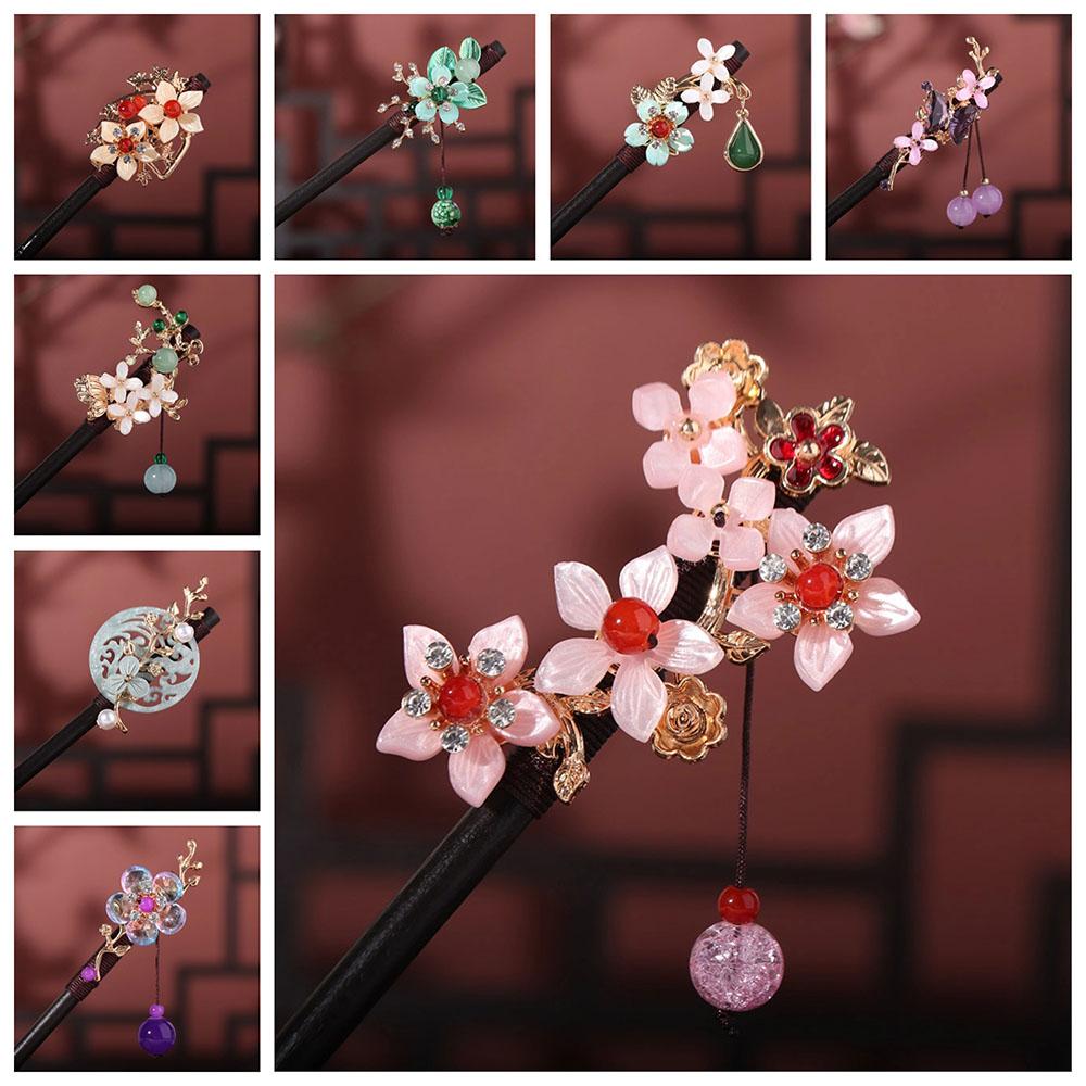 Handmade Flower Hair Sticks Ancient Style Hanfu Hair Fork Hair Stick Pins  for Hanfu