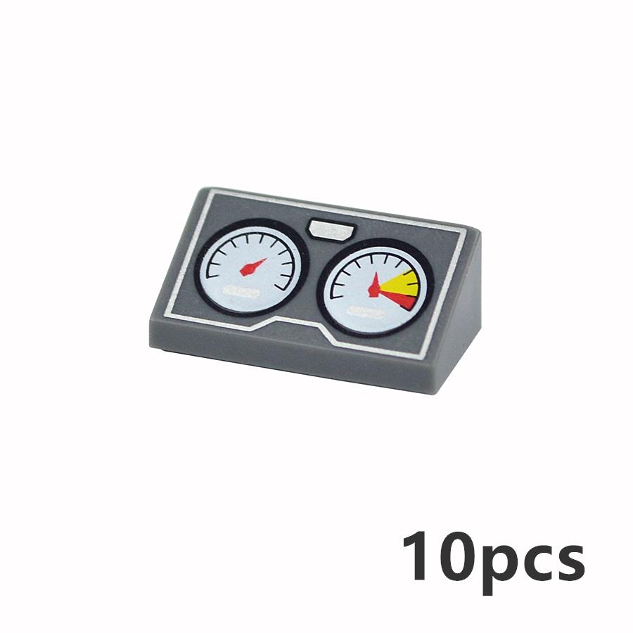 Slope Printed Roof Tile 1x2 2x3 1x1 Bricks Meter Dash Board Control Center Smooth Building Blocks Compatible 85984 3039