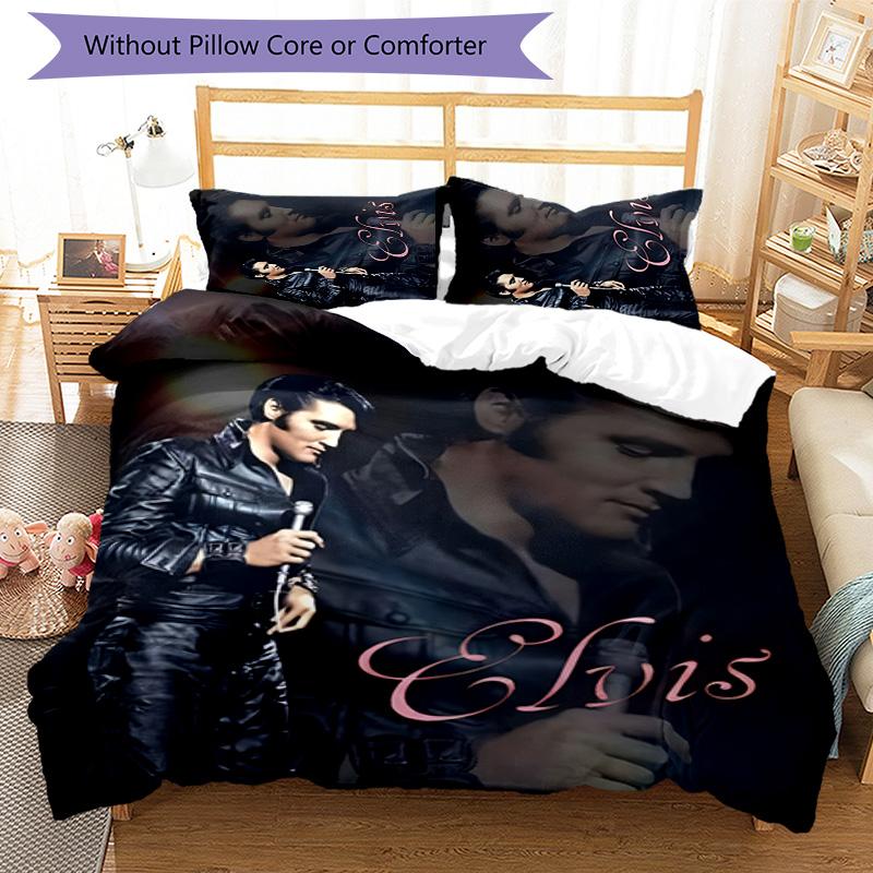 Elvis 3pcs Bedding Set Duvet Cover Closure Includes 1 Duvet Cover & 2 Pillowcases for All Seasons Bedroom Home Dorm Decor