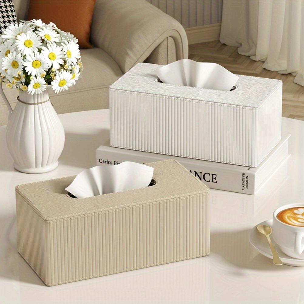 Nordic Style PU Leather Tissue Box High Quality Leather Napkin Holder Stripe Design Holiday Gifts for Families and Offices