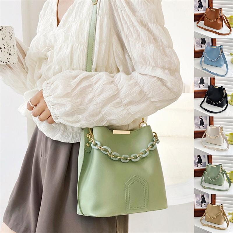 Chain Women Leather Shoulder Bag Casual Women Handbags Crossbody Bag Bucket Bags for Women Designer Messenger Bags