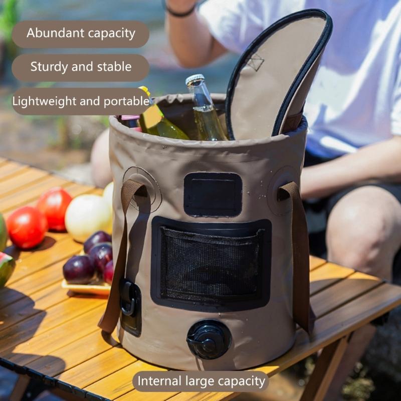 Tragbarer faltbarer Fischereieimer 25L Fassungsvermögen Handeimer Outdoor-Reise Wasseraufbewahrungsbeutel für Outdoor-Aktivitäten