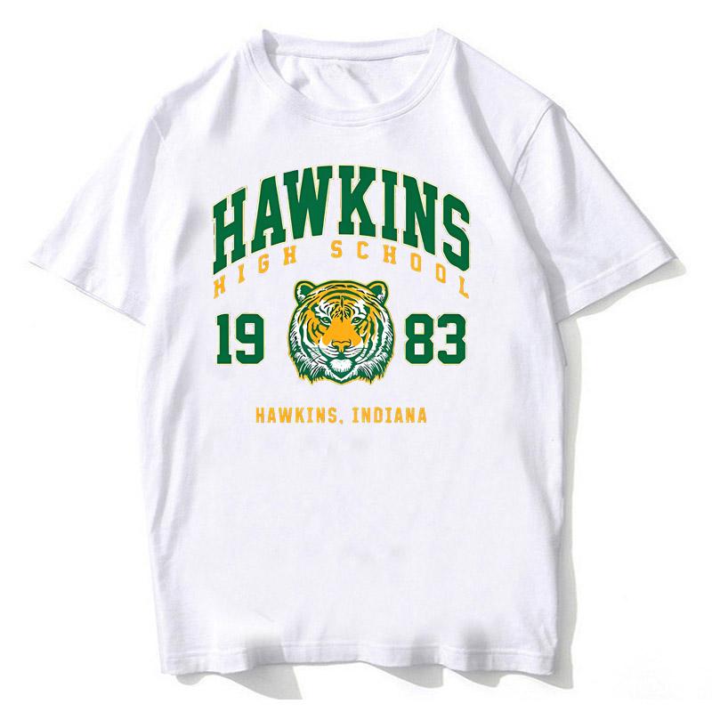 High Quality Cotton Hawkins High School 1983 Print TShirt Men Harajuku Tee Shirts Fashion Streetwear Casual Crewneck Tshirt