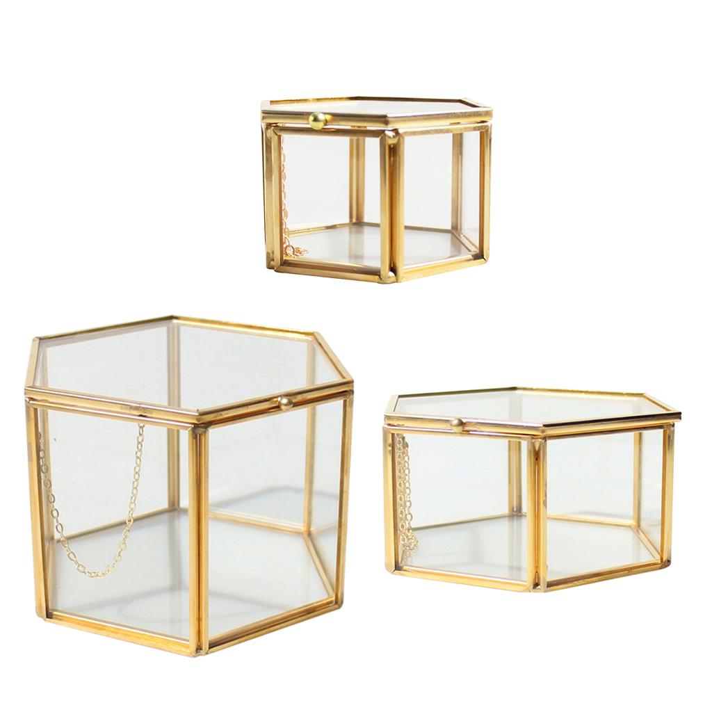Glass Geometric Terrarium Succulent Plant Planter Hexagon Holder Jewelry Display Container for Wedding Decoration Events