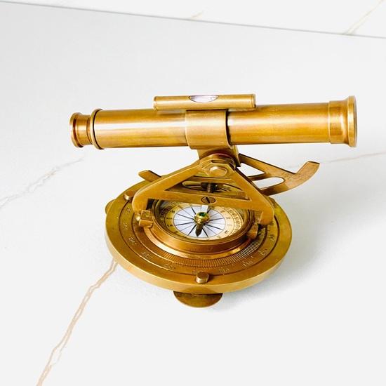 13.97 Cm Brass Alidade Telescope Compass Nautical Navigation Gift Maritime Surveyor Collectible Desk Decor