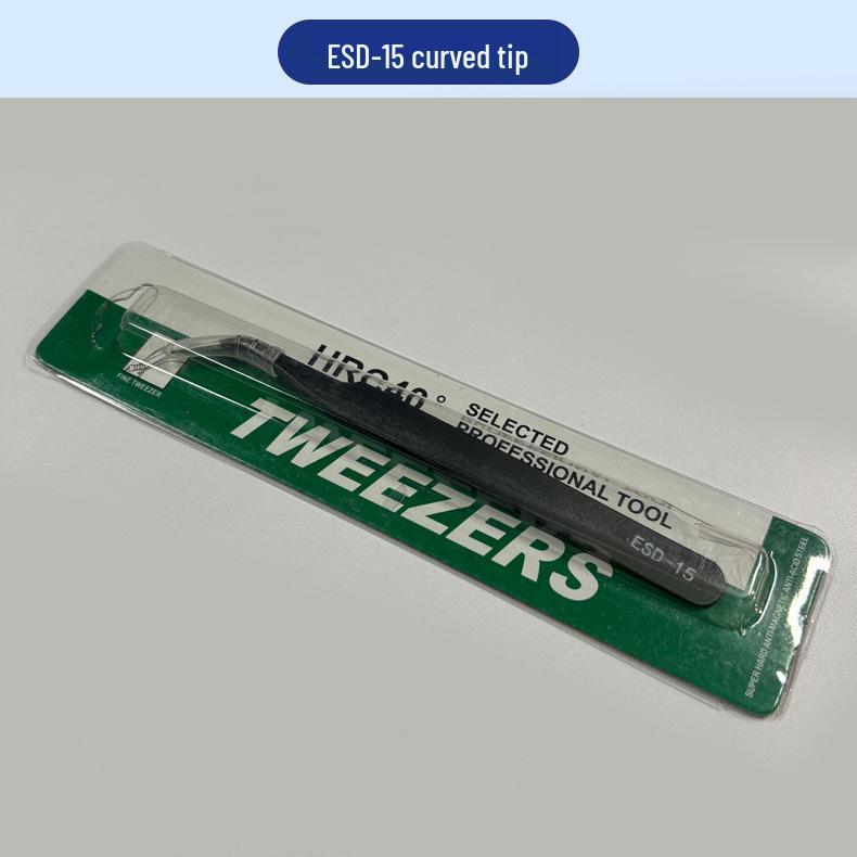 Precision Bent Tip Stainless Steel Tweezers for Electronics, Eyelash Extensions, and Bird's Nest Feathers
