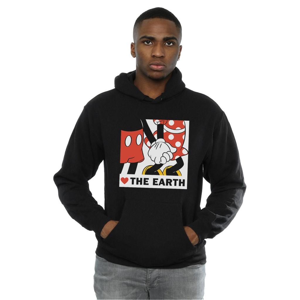 Disney Mens Mickey Mouse Heart The Earth Hoodie