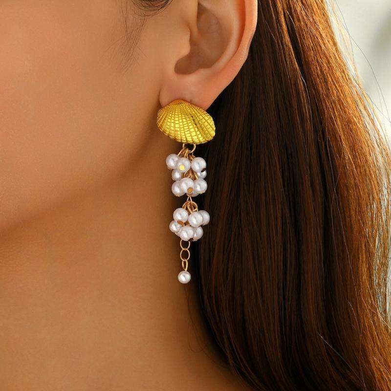 Orecchini Pendenti con Perle Finte e Accenti di Cristalli Gioielli Statement di Stile per Occasioni Formali Celebrazioni