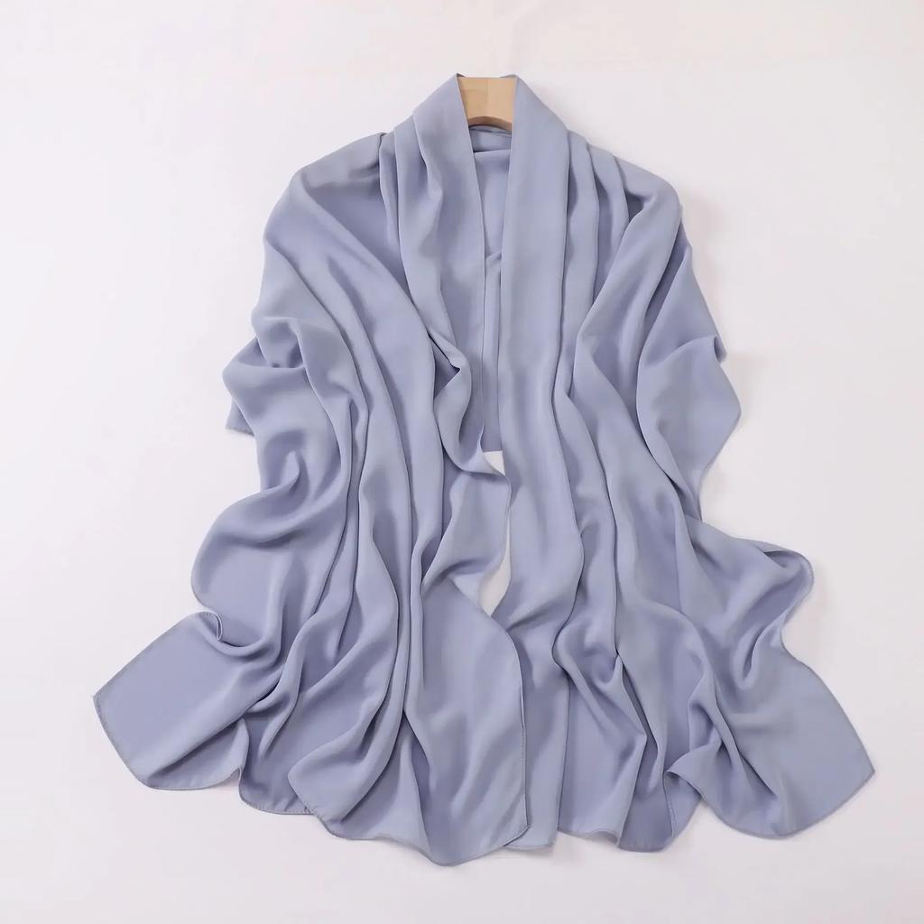 High Quality Satin Chiffon Hijab Scarf Shawls Drape Long Scarf Women'S Pleated Scarf Big Size Turbans For Women Krepp Hijabs