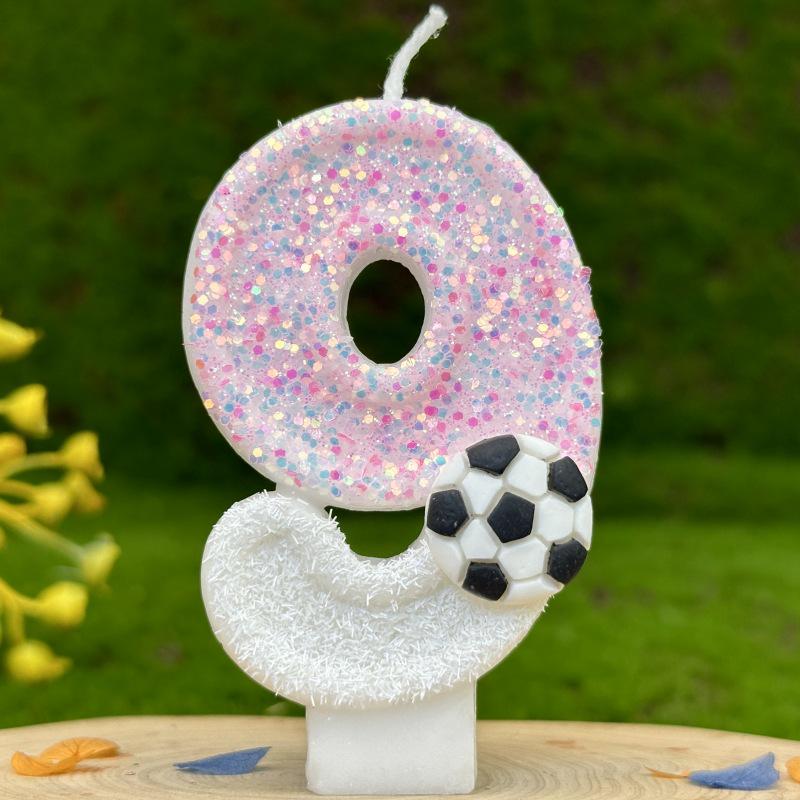 Cross-Border Temu Xi Yin Sports Football Digital Birthday Candle Party Decorations Handmade Birthday Candles