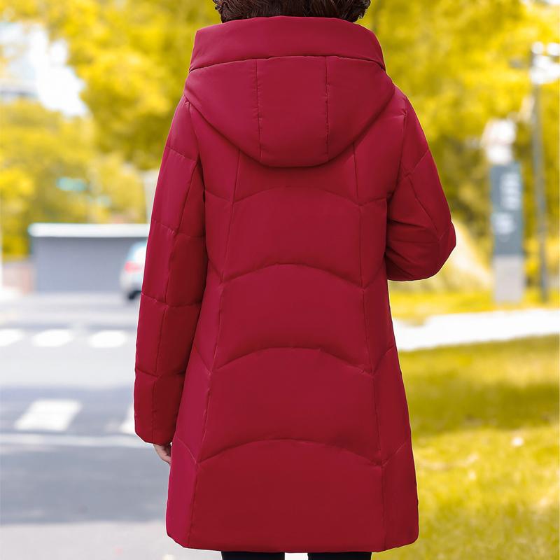 Plus Size Middle Age Women's Long Down Coats Winter Vintage Prakas Hooded Elegant Thick Warm Puffer Jackets Woman Outerwears