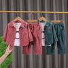 Kids Corduroy 3-Piece Clothing Set Boys Cartoon Print Tee  Jacket  Pants Casual Outfit For Toddlers