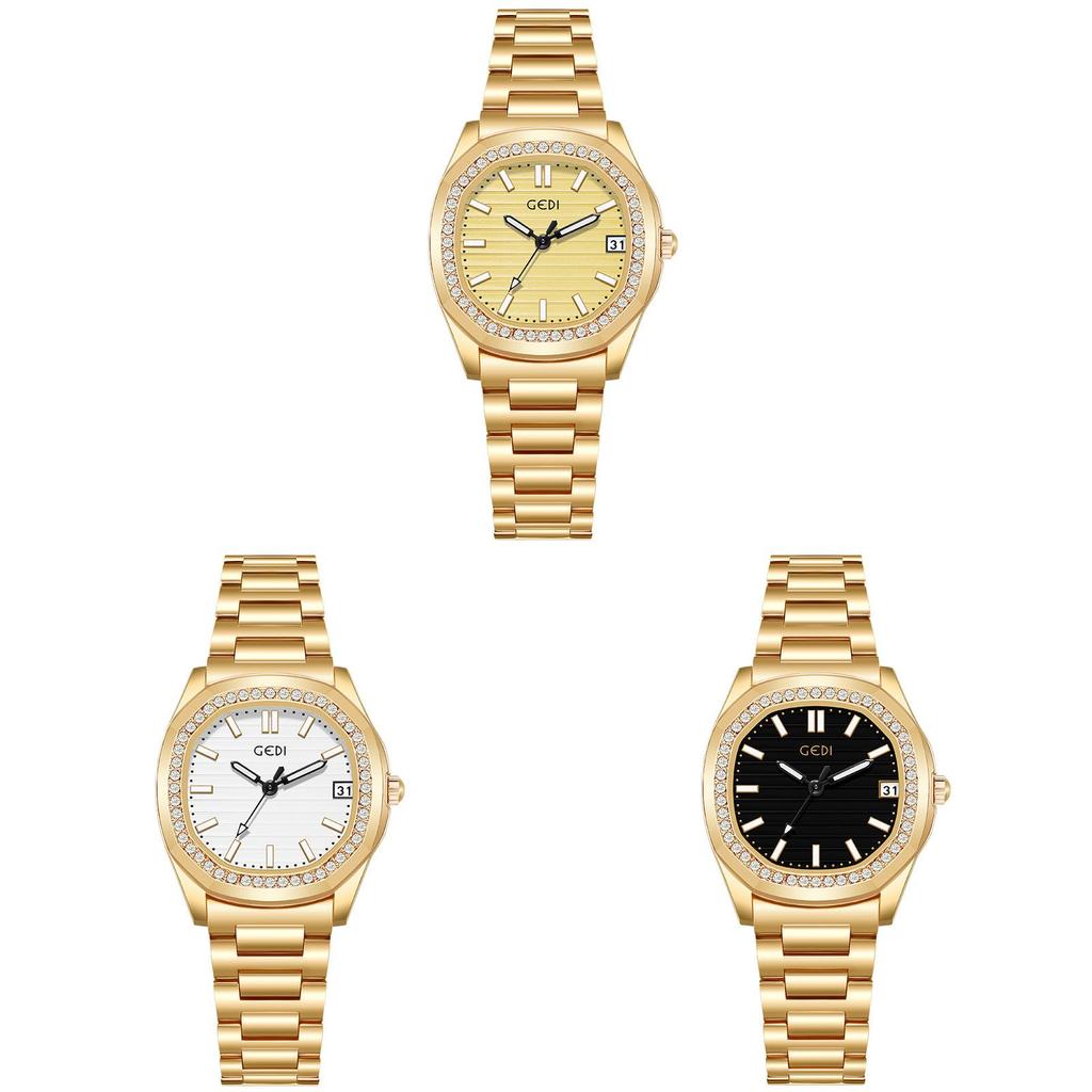 Gadi Fashion Womens Watch With Diamond Inlay Waterproof Quartz For Daily Wear