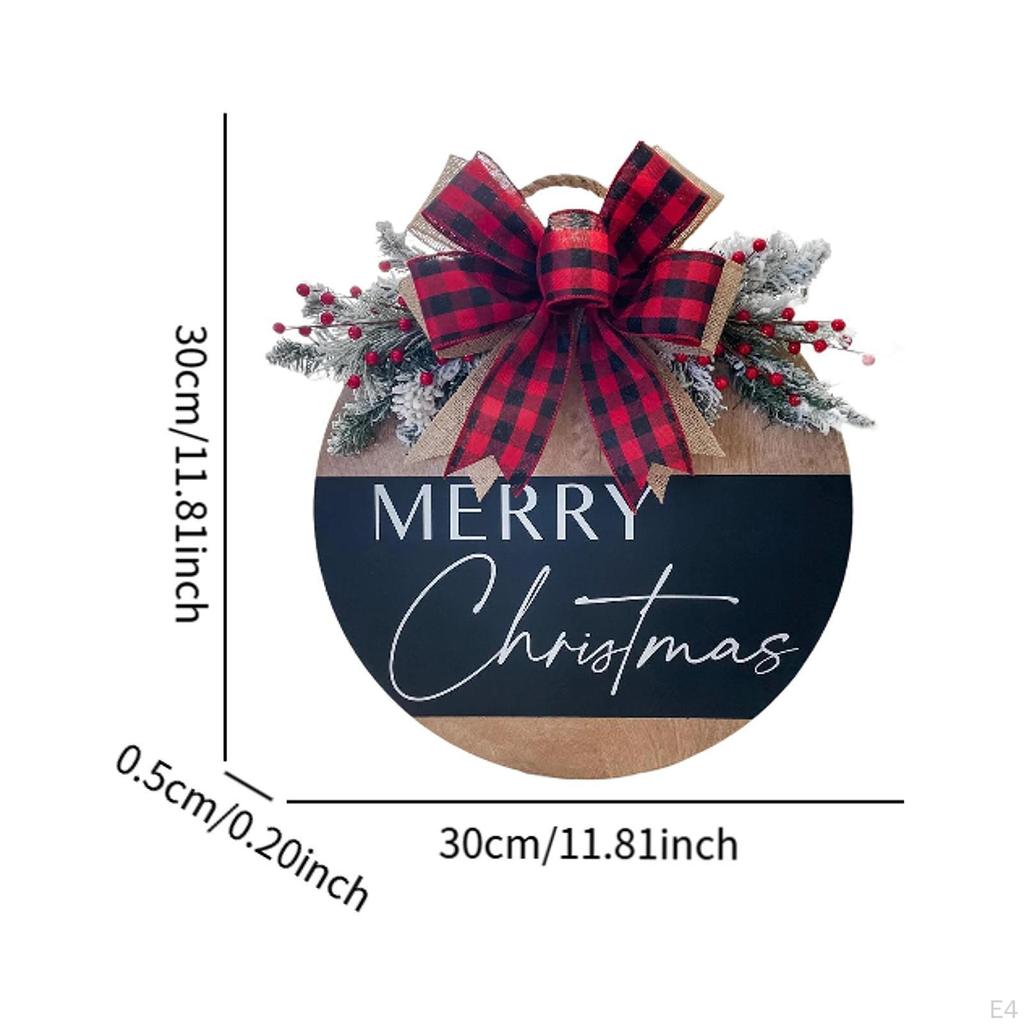 Christmas Hanging Sign Scene Door Wreath for Indoor Outdoor Farmhouse Winter Red