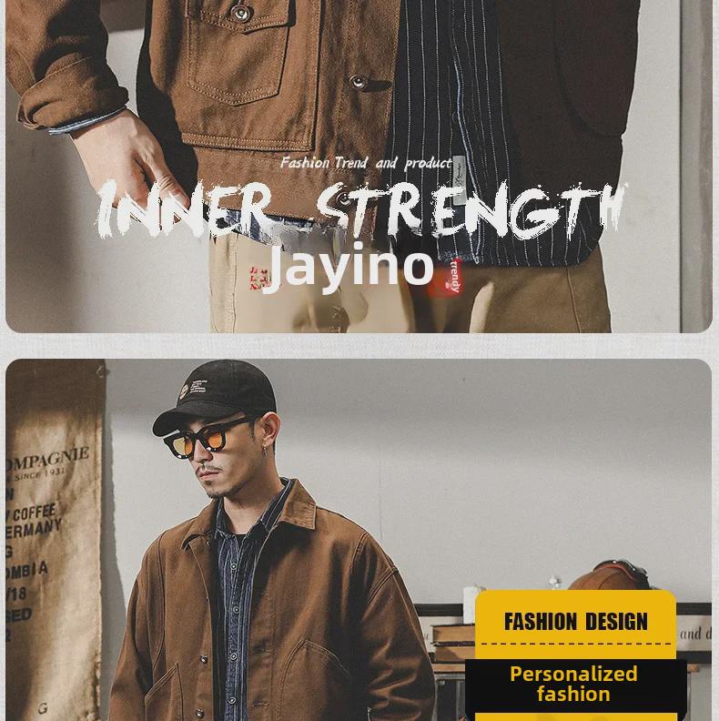 Jay Leno Men's Retro American Workwear Denim Jacket - Autumn Trendy Loose Fit Coach Jacket