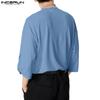 INCERUN Oversized Men Round Neck 3/4 Sleeve Rib Casual Loose T-Shirts Tops