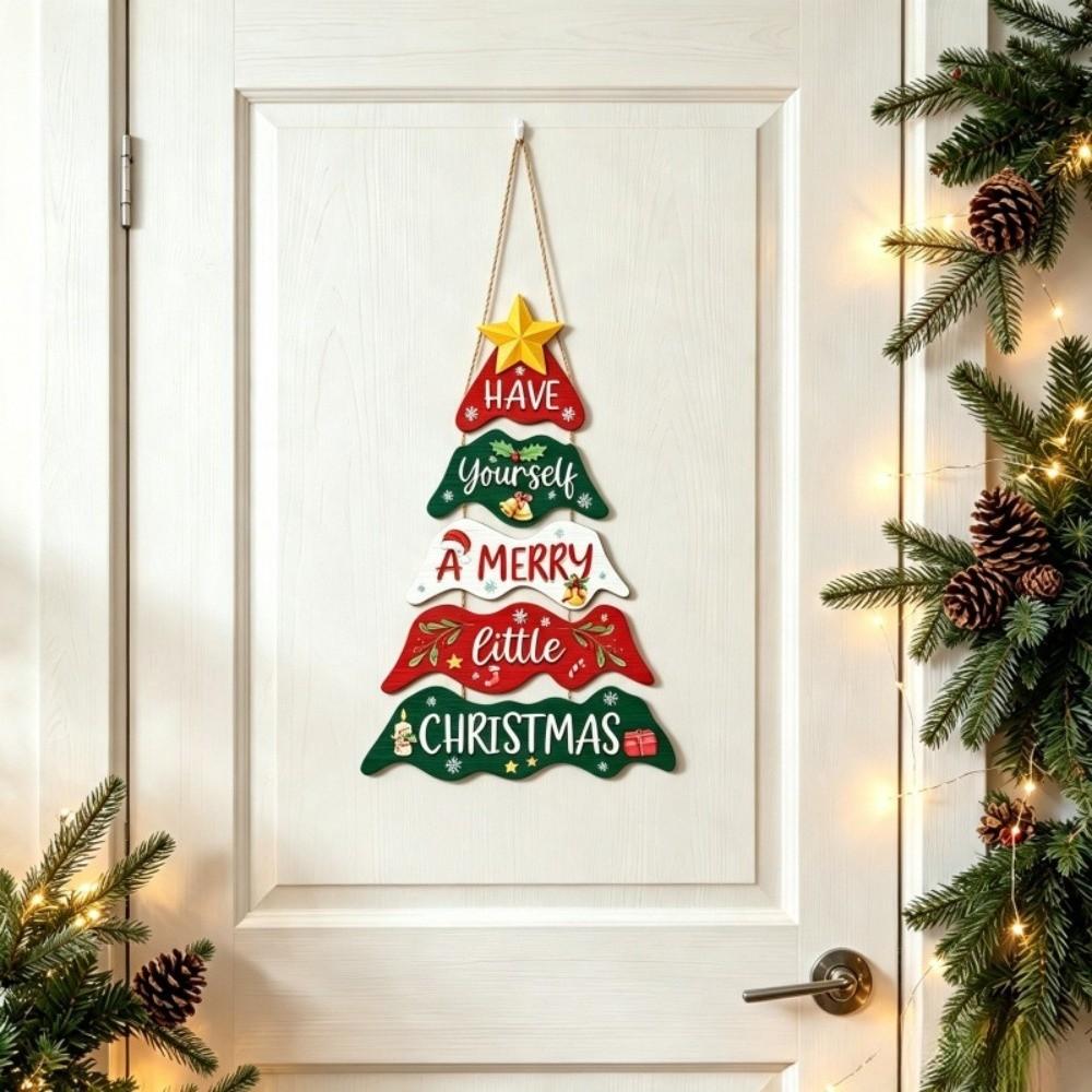 Tiered Wooden Plaque Rustic Hanging Welcome Board Holiday Hanger Wall Pendant Classroom