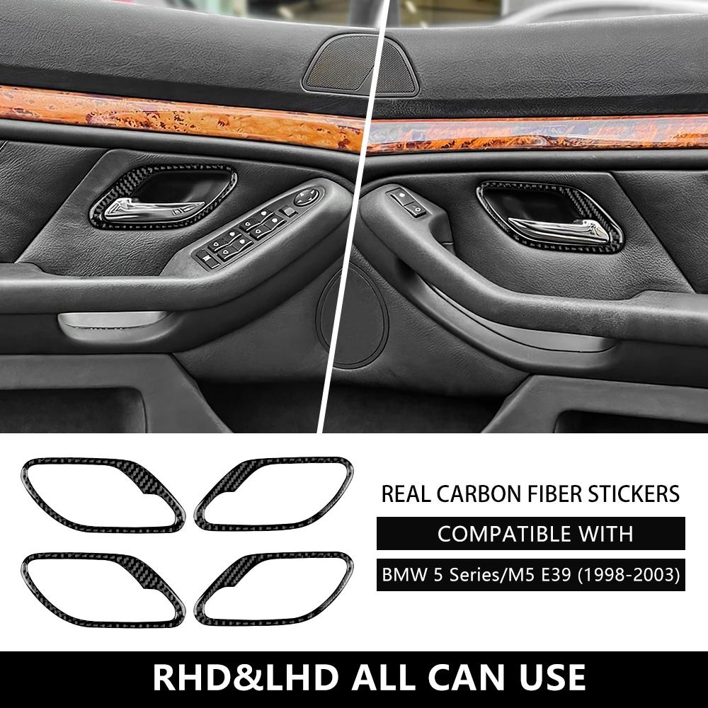 Carbon Fiber Door Handle Frame Cover Trim for BMW E39 1998-2003 Interior Sticker