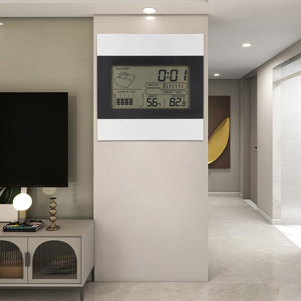 Digital Weather Clock Temperature and Humidity Display Aluminum  Digital Alarm Clock for Deskto
