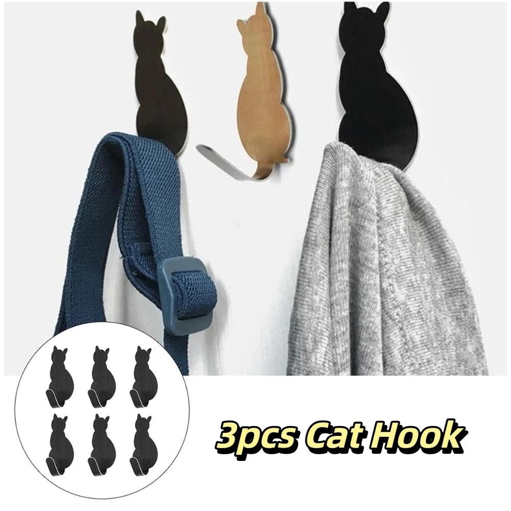 304 Stainless Steel Cat Hook Creative Cartoon Waterproof Self Adhesive Hooks Strong Adhesive Metal Hooks Wall Hooks Home Storage