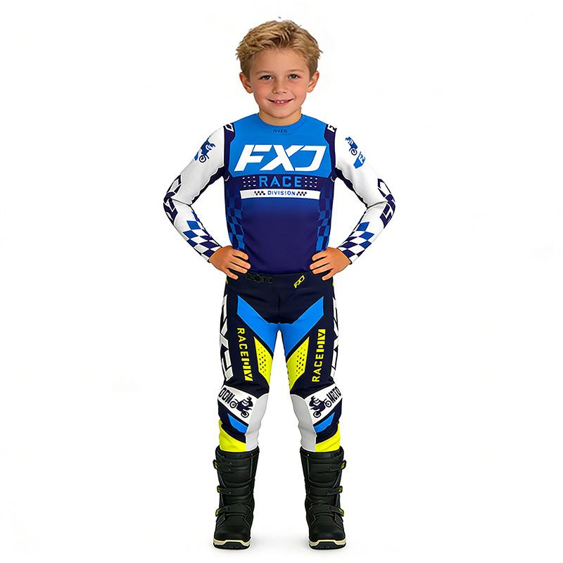 Ensemble Motocross Enfant Maillot et Pantalon MX Enfants Ensemble rouge Moto Tout-Terrain VTT DH UTV Enduro Ensemble Équipement Combinaison de Course Jeunesse Tout-Terrain