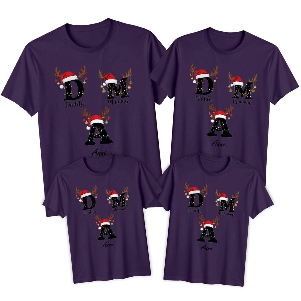 Daddy Mummy Anne Reindeer Christmas Family Matching Holidays TShirt Set
