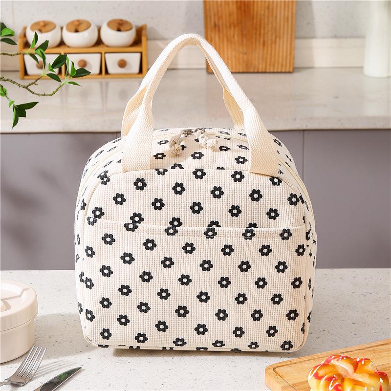 

Strawberry Corduroy Thermal Insulated Lunch Bag with Rice Wick