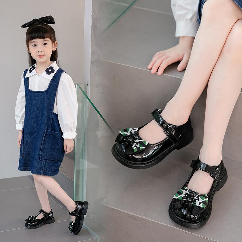 Girls Leather Shoes Children Casual Shoes for Party Wedding British Style Kids Flats 2024 Autumn New Princess Bow-knot Soft Cute