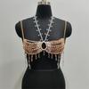 Fashionable Pearls Crystal Tassels Bralette Body Chain for Women’s Beachwear Beaded Body Jewelry Harness Bustier Bra Top