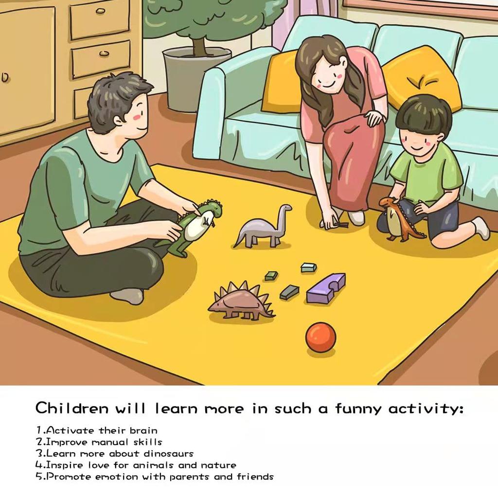 3-Delig Dinosaurusskelet Fossiel DIY Speelgoed voor Kinderen, Ouder-Kind Montagepuzzel 3D Model Set voor Leeftijden 6 en Hoger