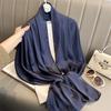 90*180cm Fashion Luxury Solid Color Silk Scarf Women Soft Smooth Scarves Head Wrap Hijab Outdoors Muffler Long Shawl Beach Towel