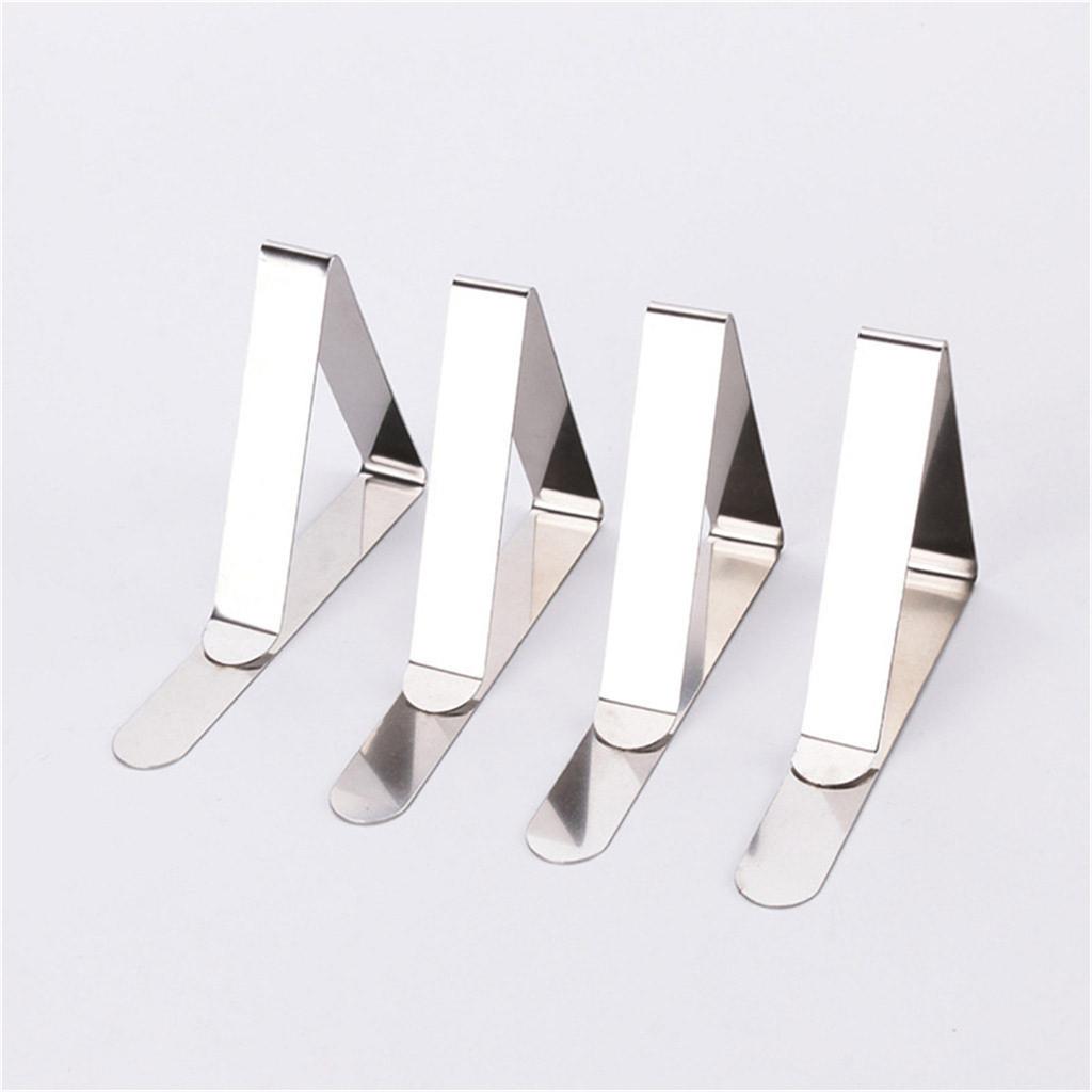 Stainless Steel Tablecloth Clips 4 Pack Triangle Windproof Table Cloth Holder Clips Durable Metal Table Cover Fasteners for Outdoor Indoor Use